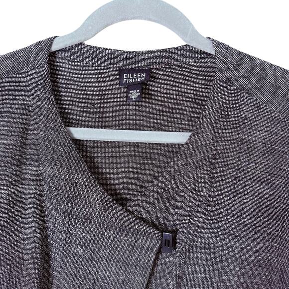 Eileen Fisher Textured‎ Linen Blend Oversized Jacket Lightweight One Button, L - Picture 2 of 9